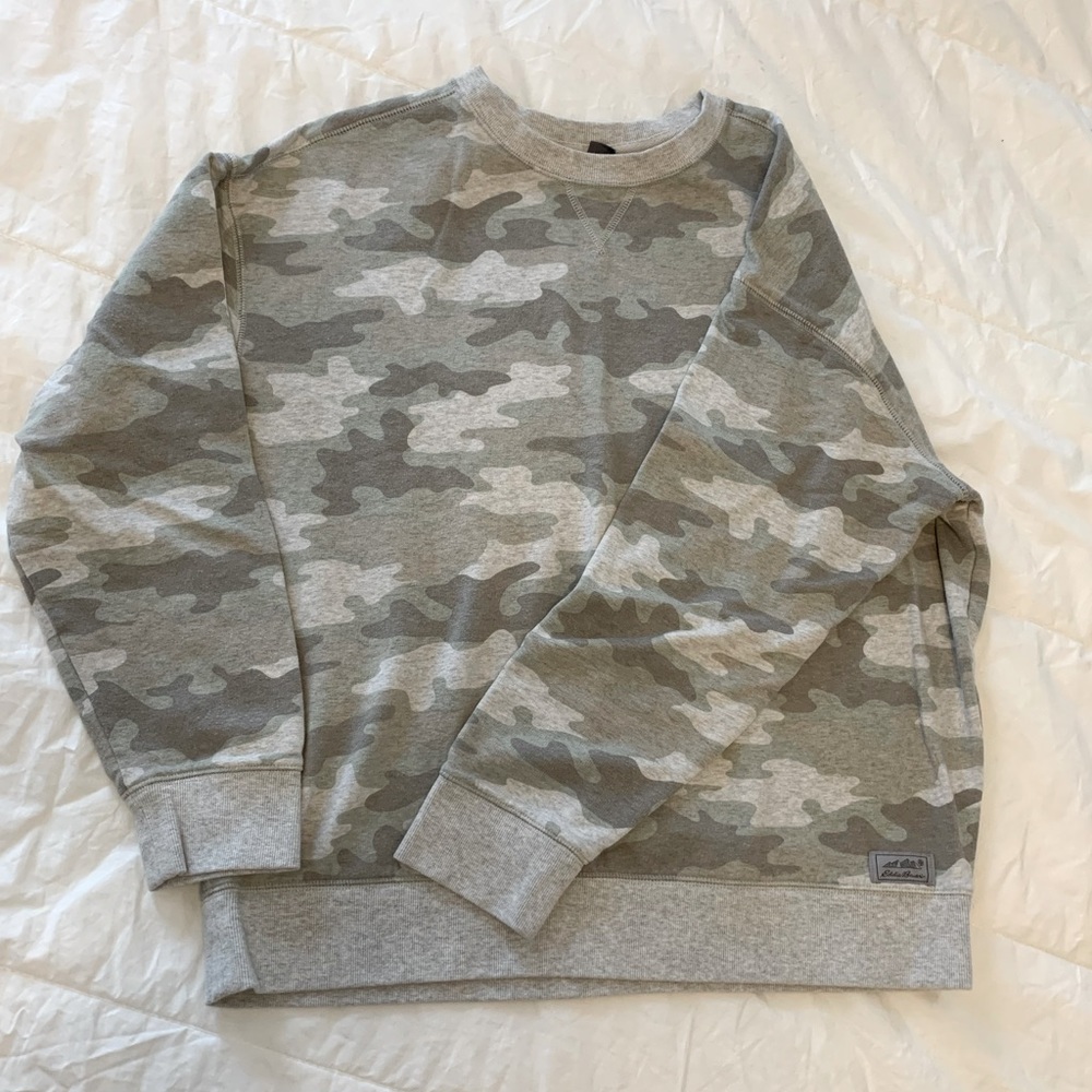 Eddie Bauer cozy Camp Crewneck Camo Sweatshirt size Large